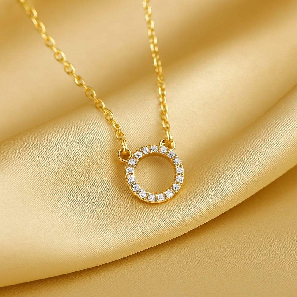 Women's Stone Pendant with Chain – Micro Gold Plated