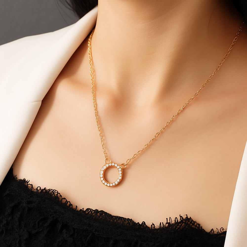 Women's Stone Pendant with Chain – Micro Gold Plated
