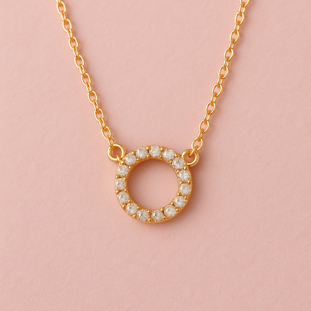 Women's Stone Pendant with Chain – Micro Gold Plated