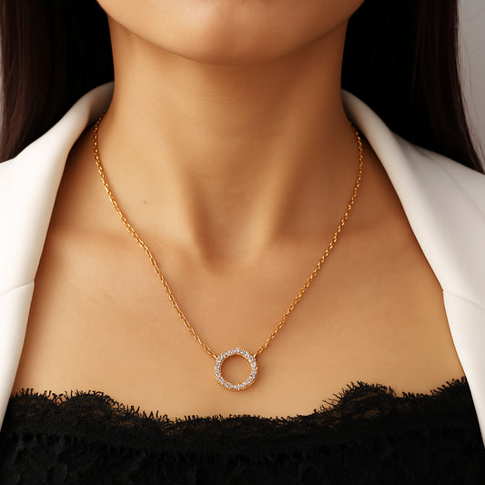 Women's Stone Pendant with Chain – Micro Gold Plated